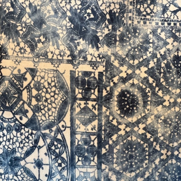 L’Atelier Blue & White Geometric Floral Print Sleeveless Hi-Low Dress - Picture 7 of 16